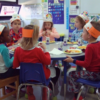 Photo of students eating a snack